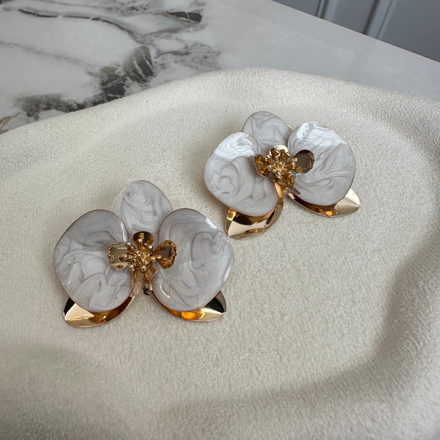 White Orchid Earrings