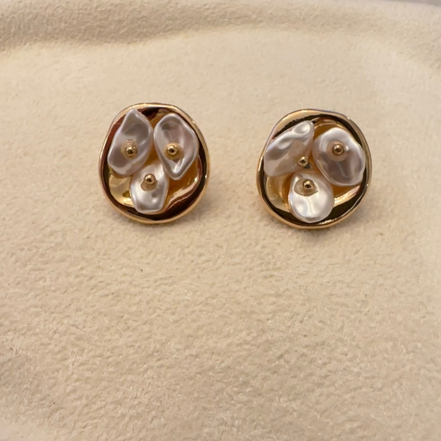 Golden Pearl Bloom Studs