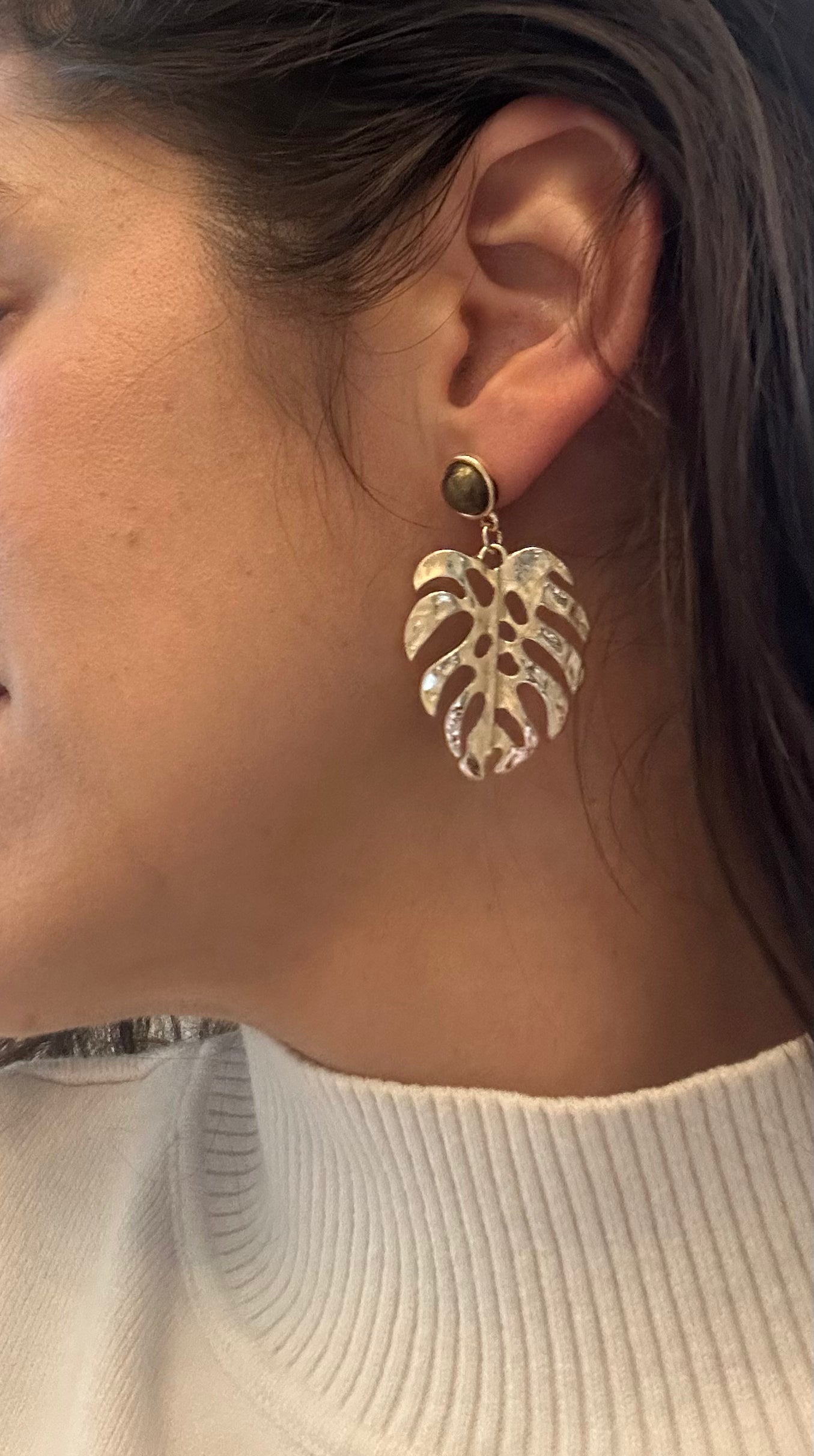 Monstera Gold Earrings