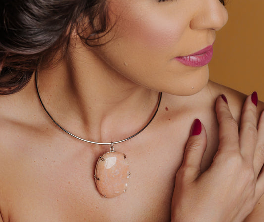Peach Amazonite Statement Necklace