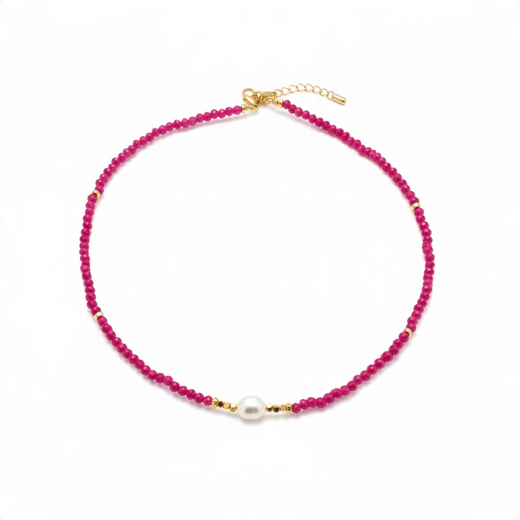 Pink Boho Charm Beaded Necklace