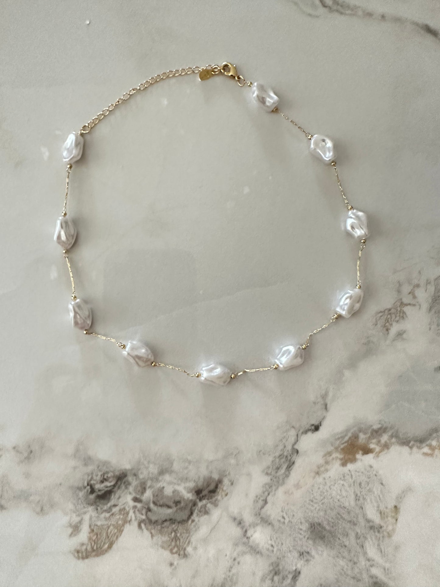 Baroque Pearl Station Necklace