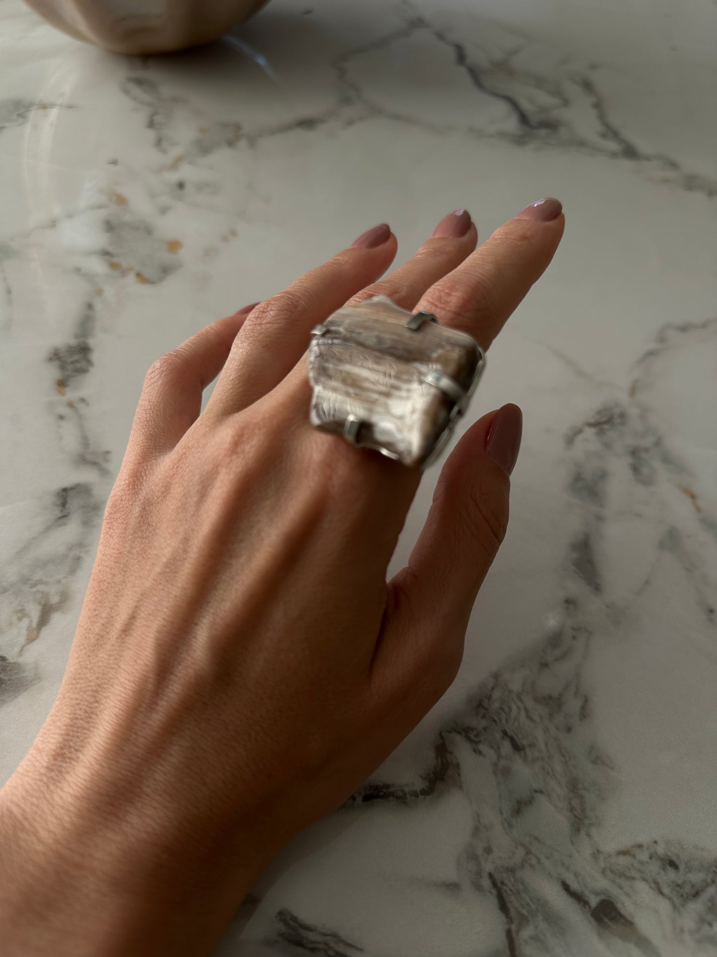 Petrified Wood Statement Ring