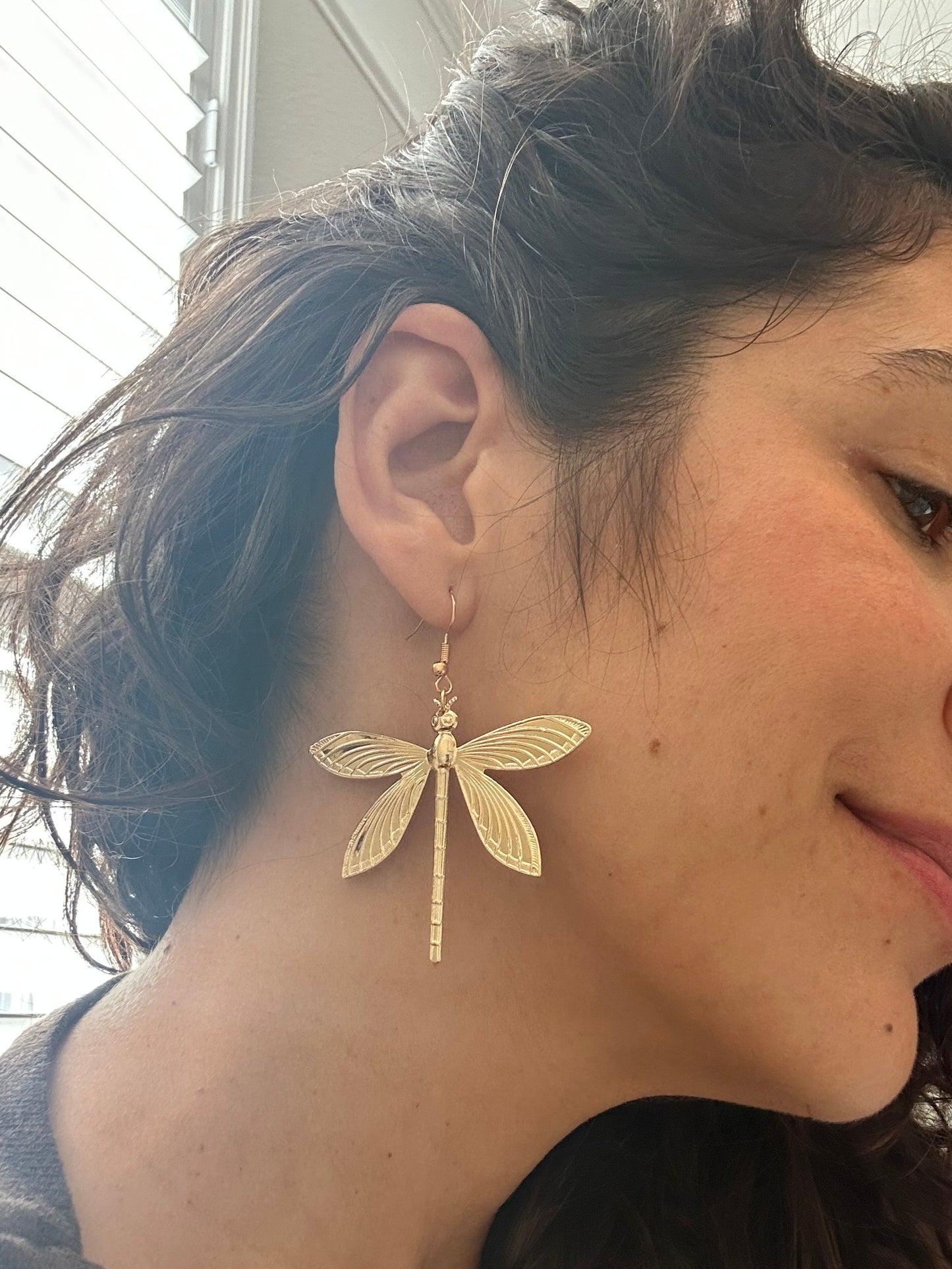 Golden Dragonfly Earrings