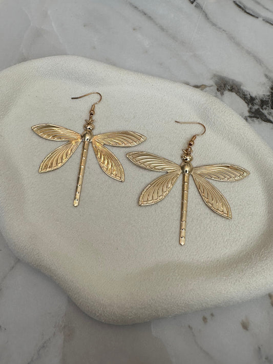 Golden Dragonfly Earrings