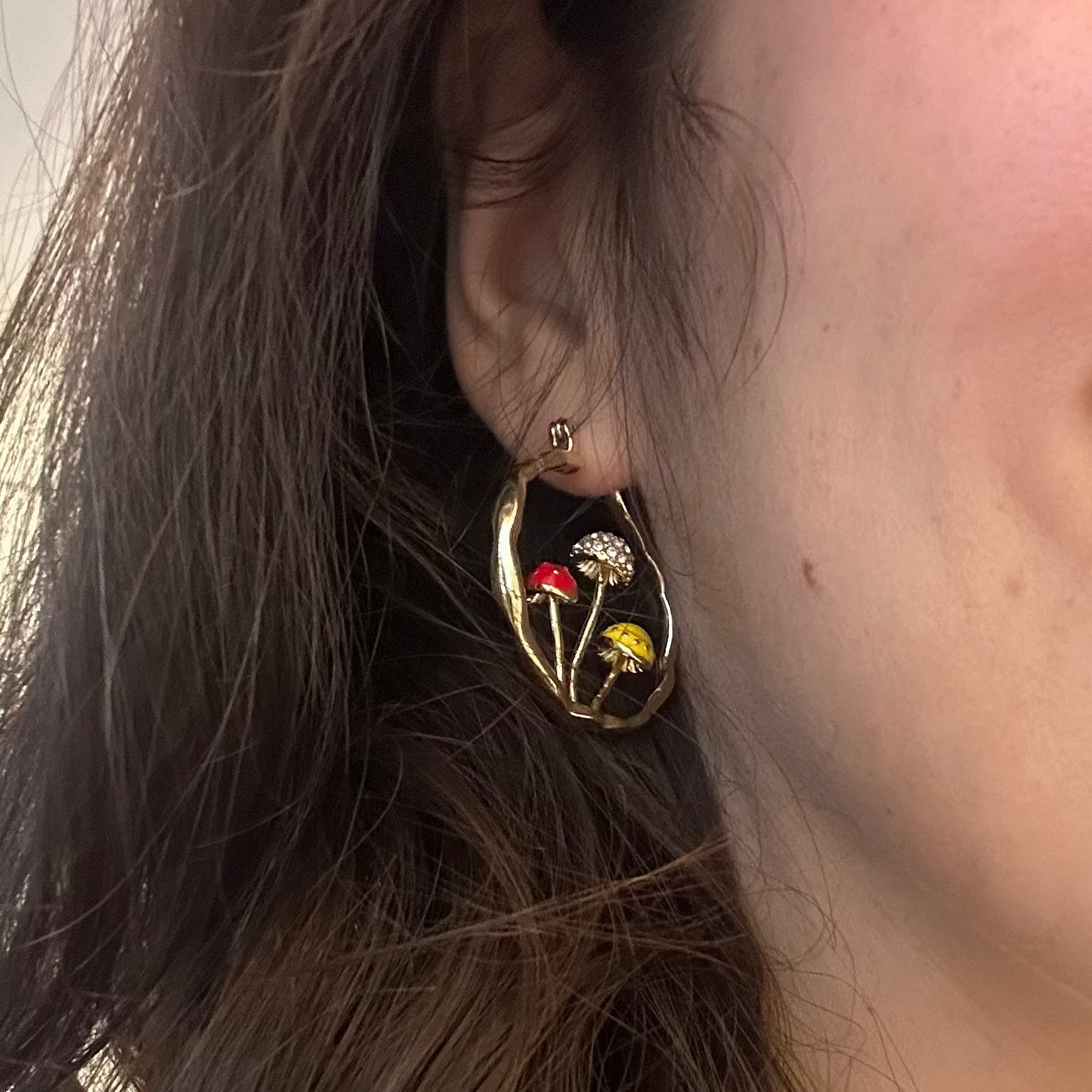 Mushroom Charm Hoops