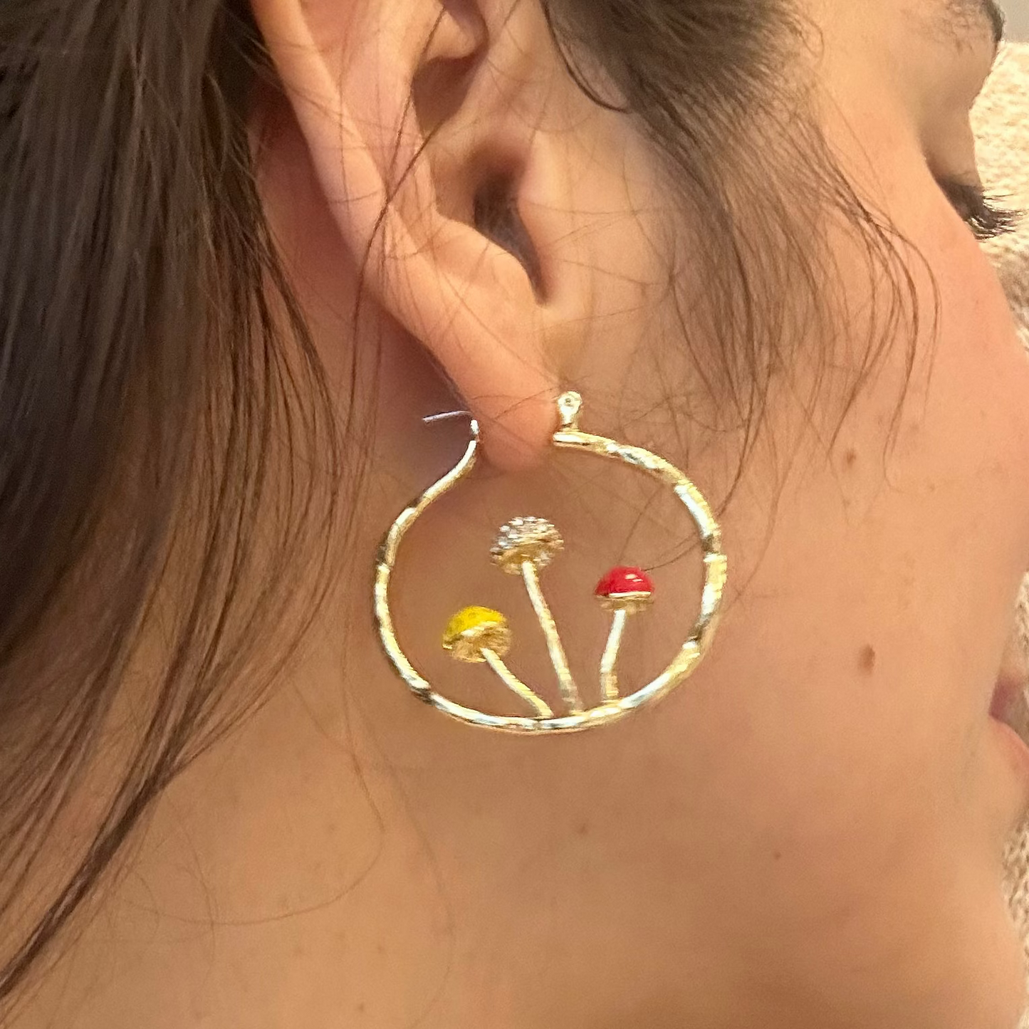 Mushroom Charm Hoops