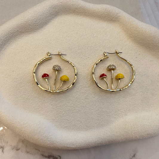 Mushroom Charm Hoops