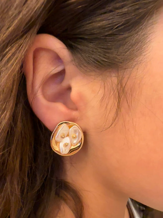 Golden Pearl Bloom Studs