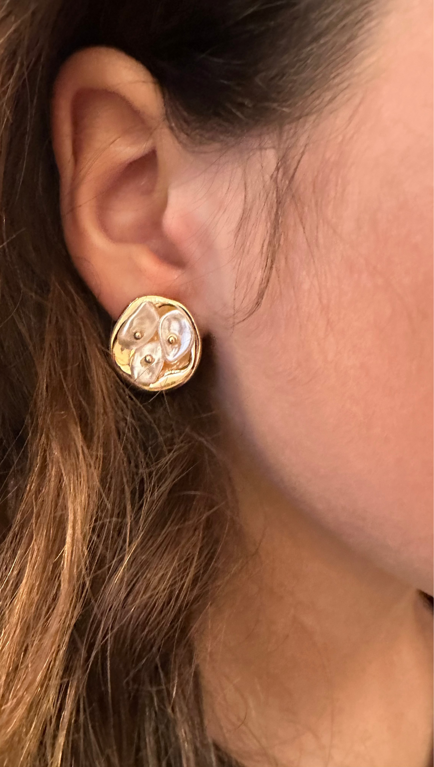 Golden Pearl Bloom Studs