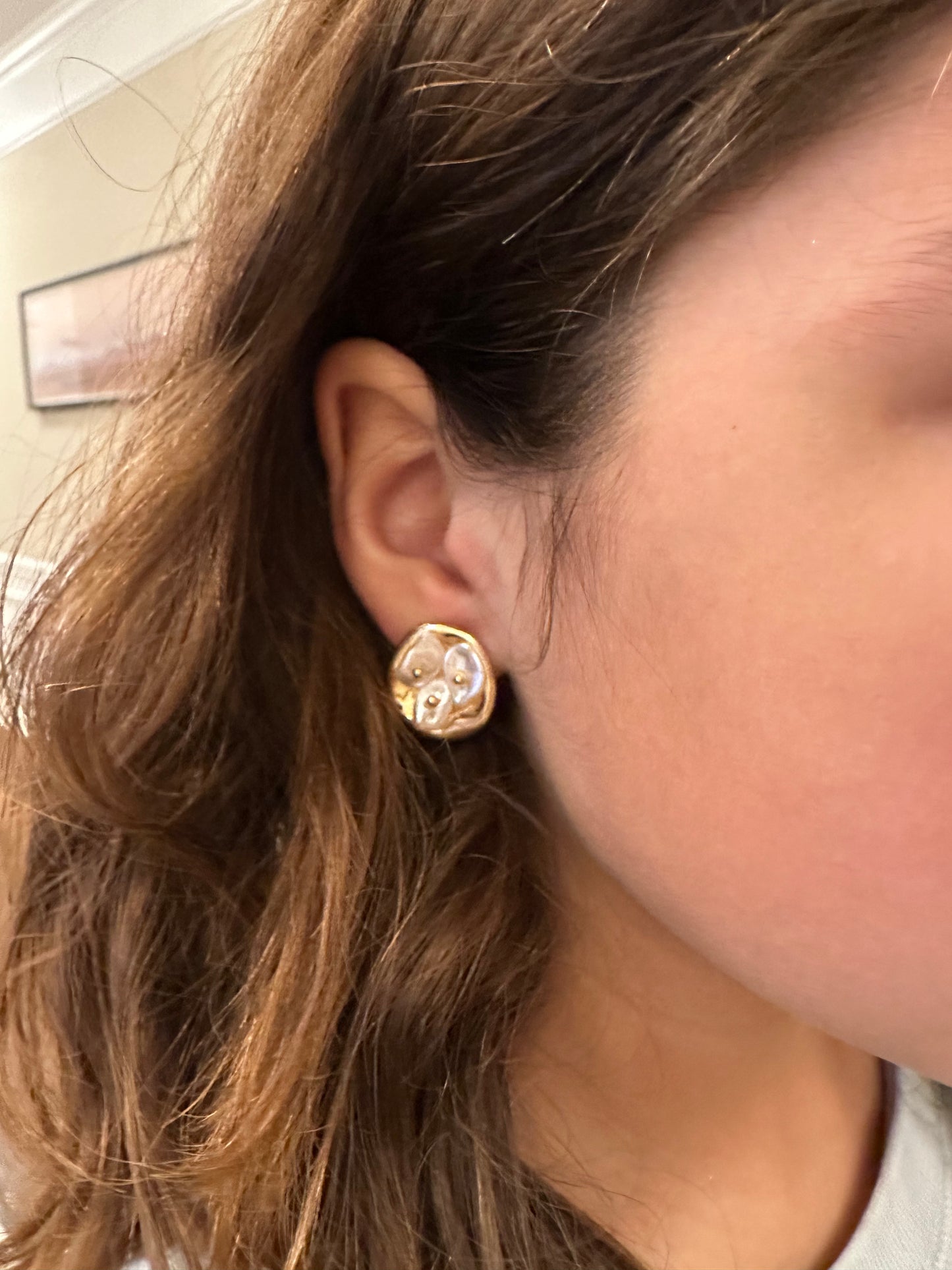Golden Pearl Bloom Studs