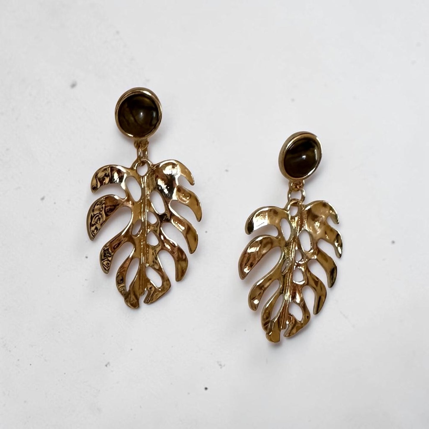 Monstera Gold Earrings