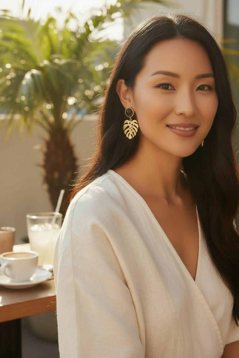Monstera Gold Earrings