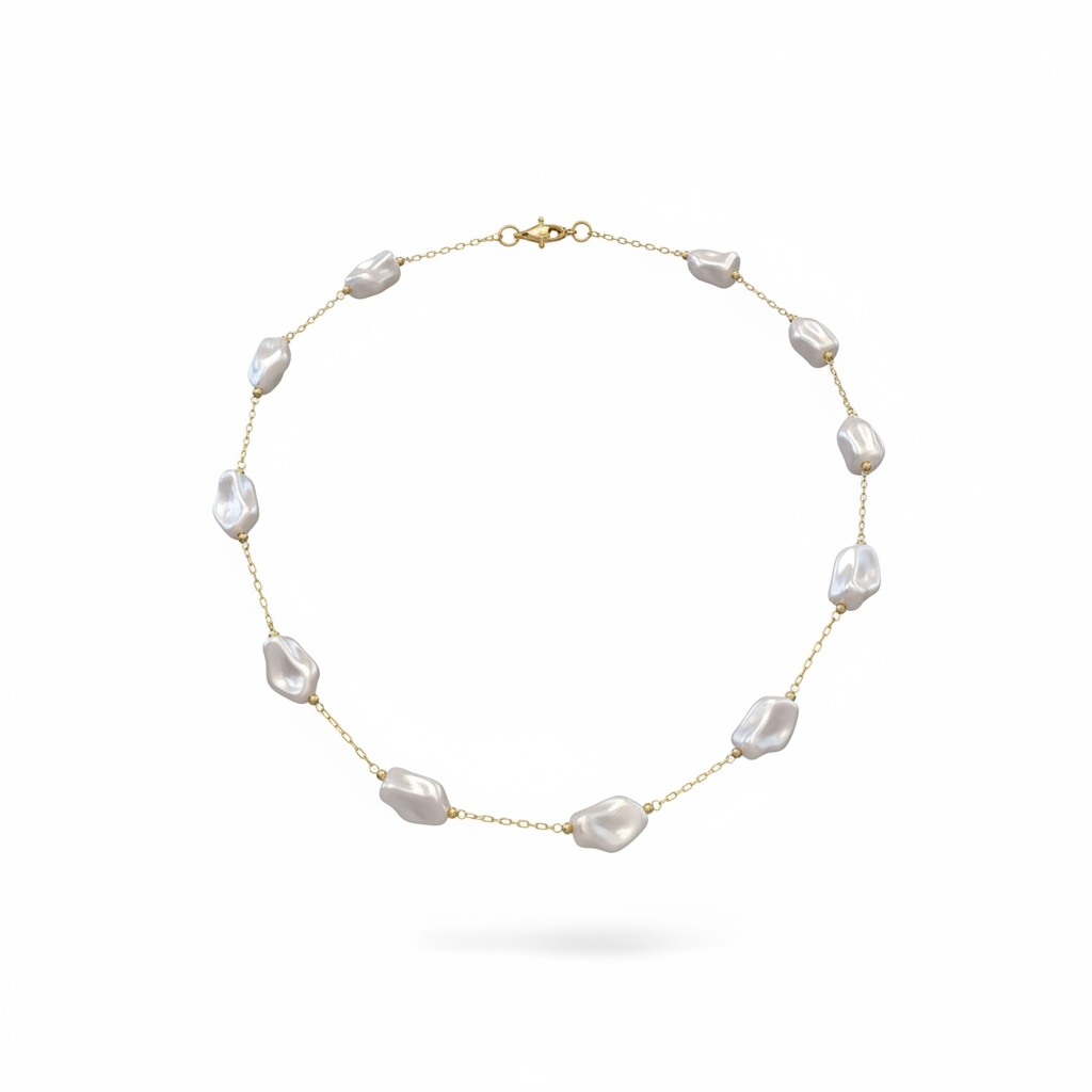 Baroque Pearl Station Necklace