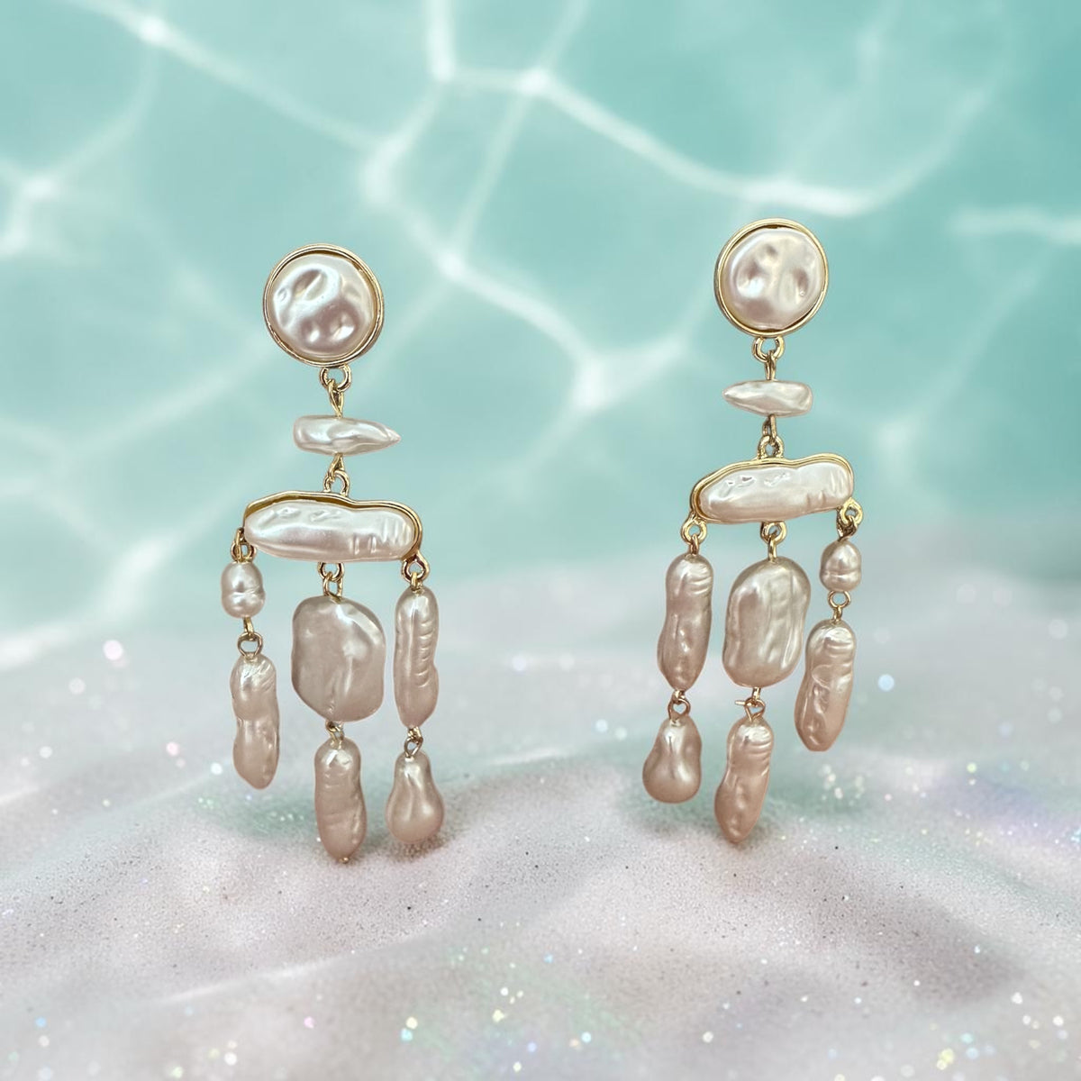 Mermaid Baroque Chandelier Earrings