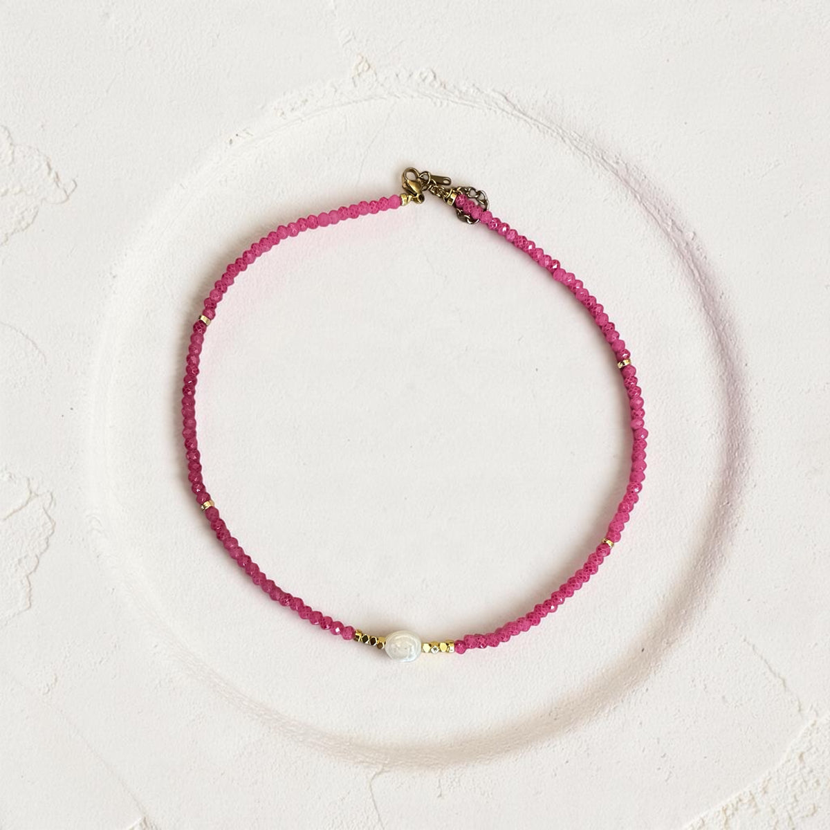 Pink Boho Charm Beaded Necklace