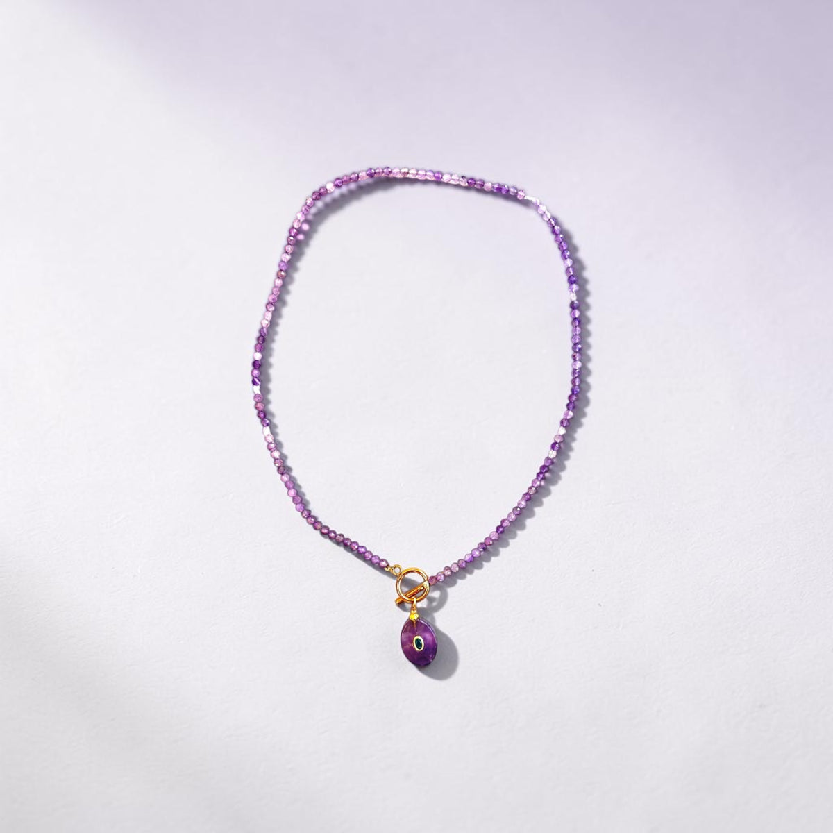 Amethyst & Green Stone Statement Necklace