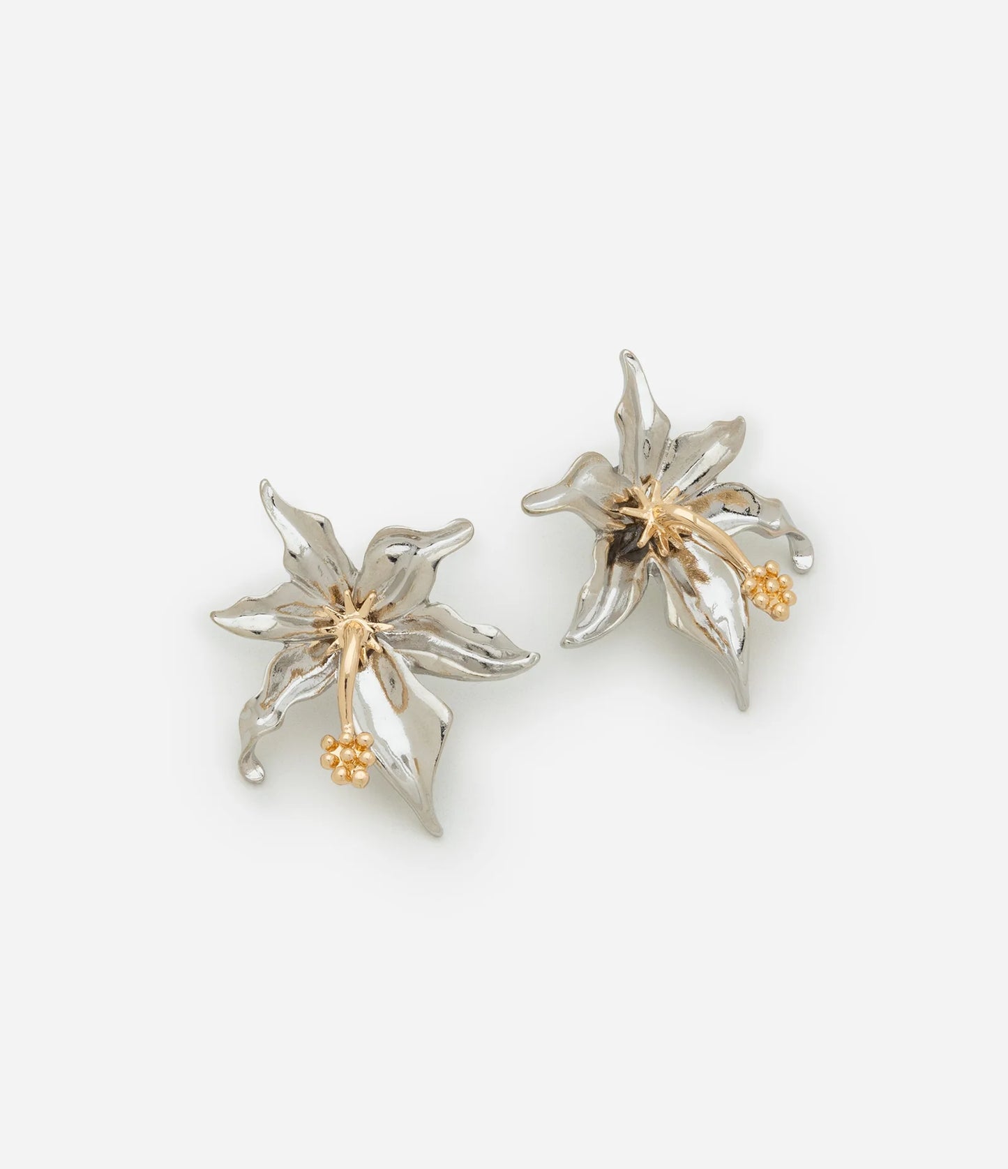 Hibiscus Flower Earring in Two-Tone Gold/Silver